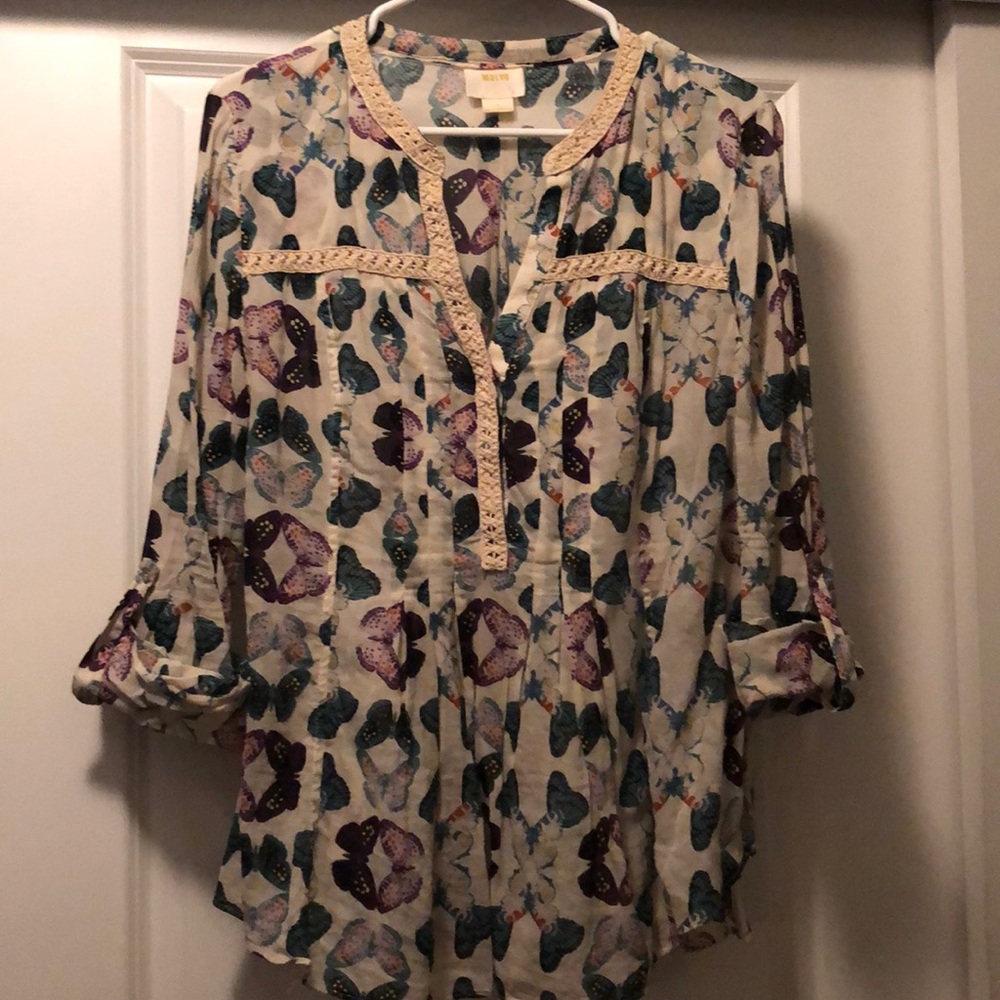 Anthropologie Butterfly Blouse - cotton
